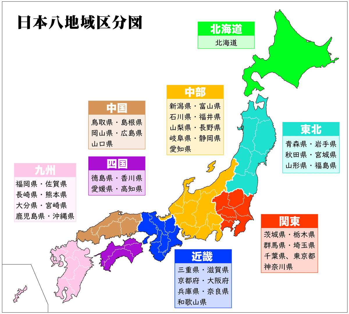 日本の地域 ７区分と８区分 人文科学の雜錄帖